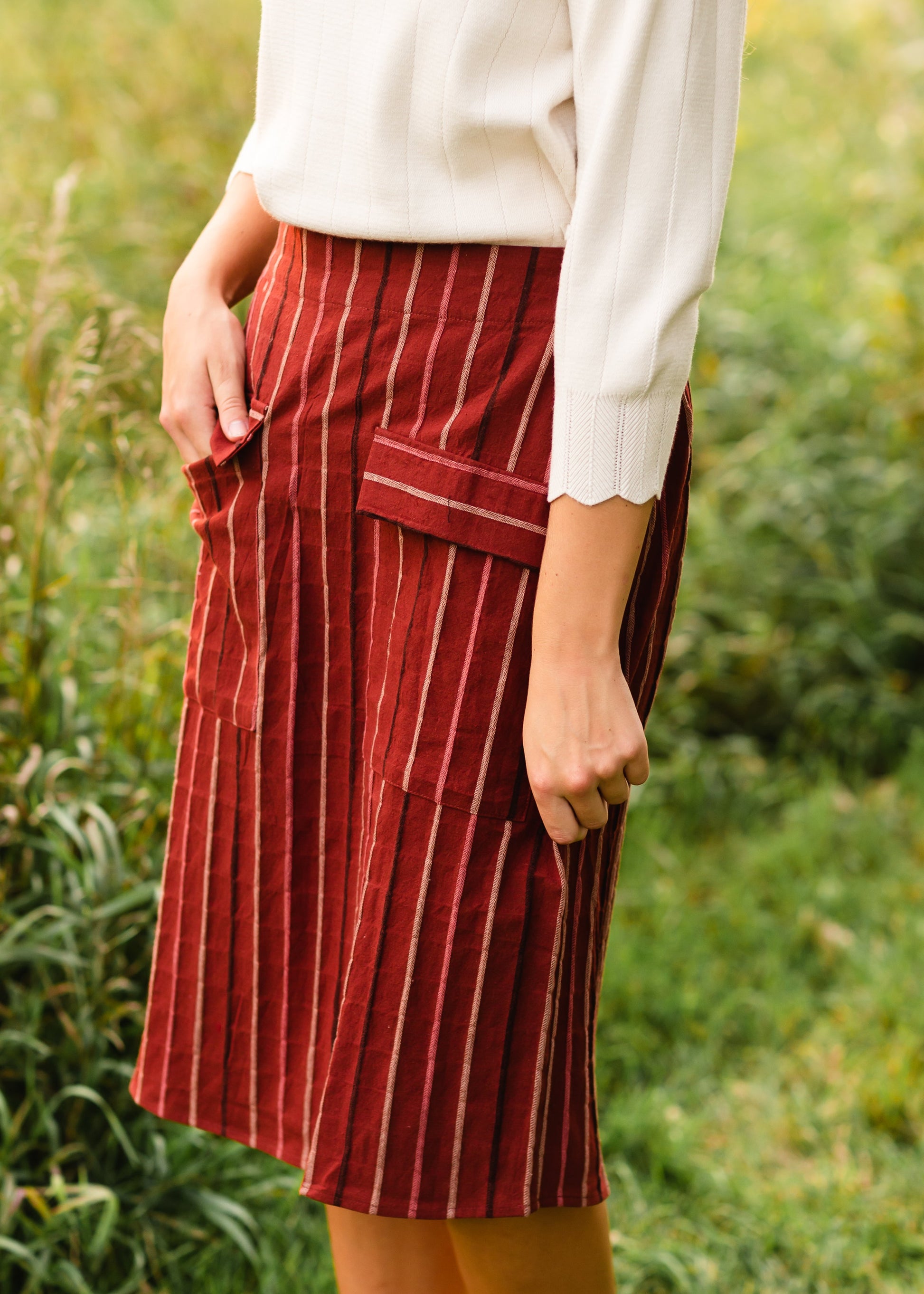 Rust Striped Midi Skirt - FINAL SALE Skirts