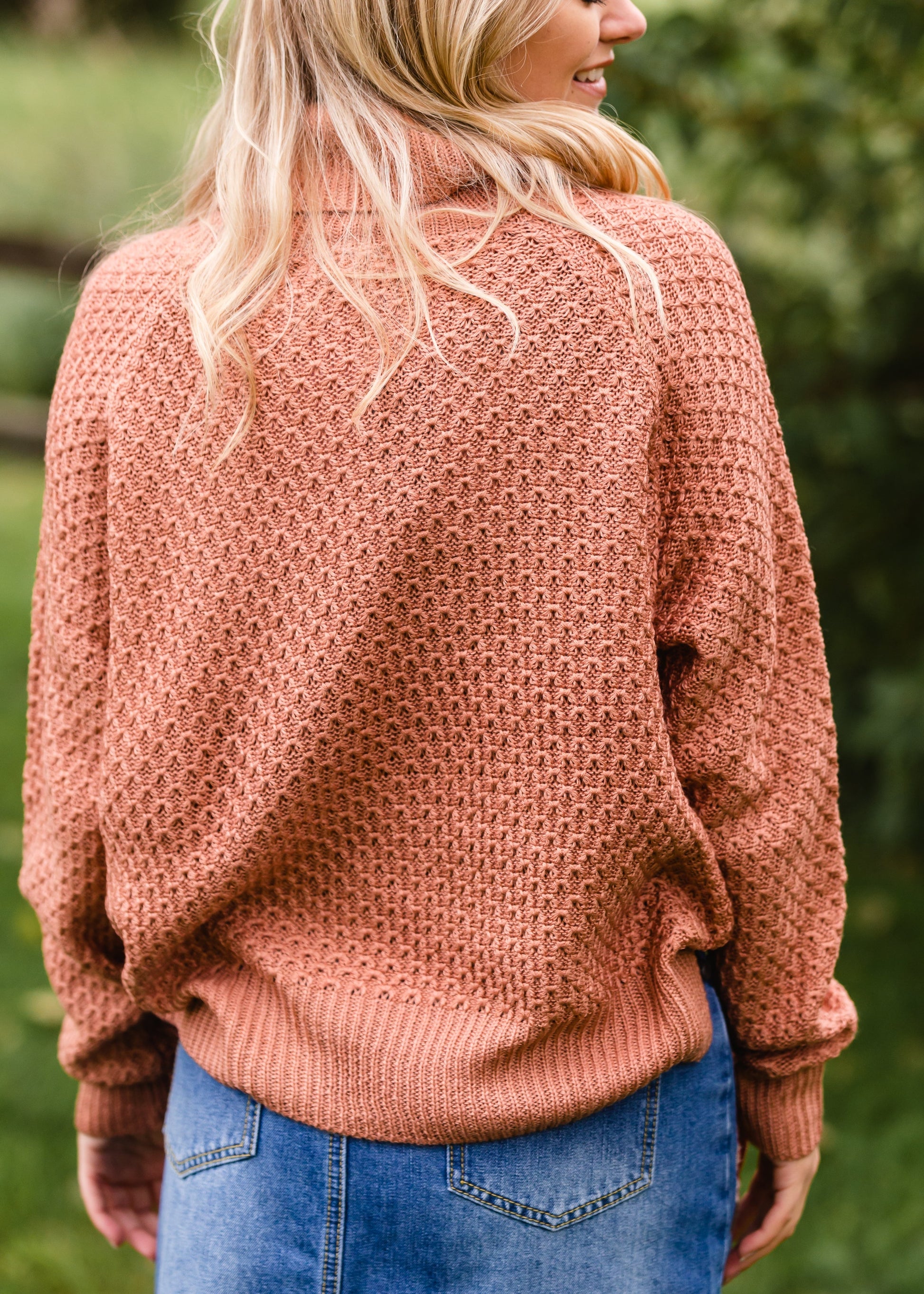 Rust Waffle Knit Turtleneck - FINAL SALE Tops