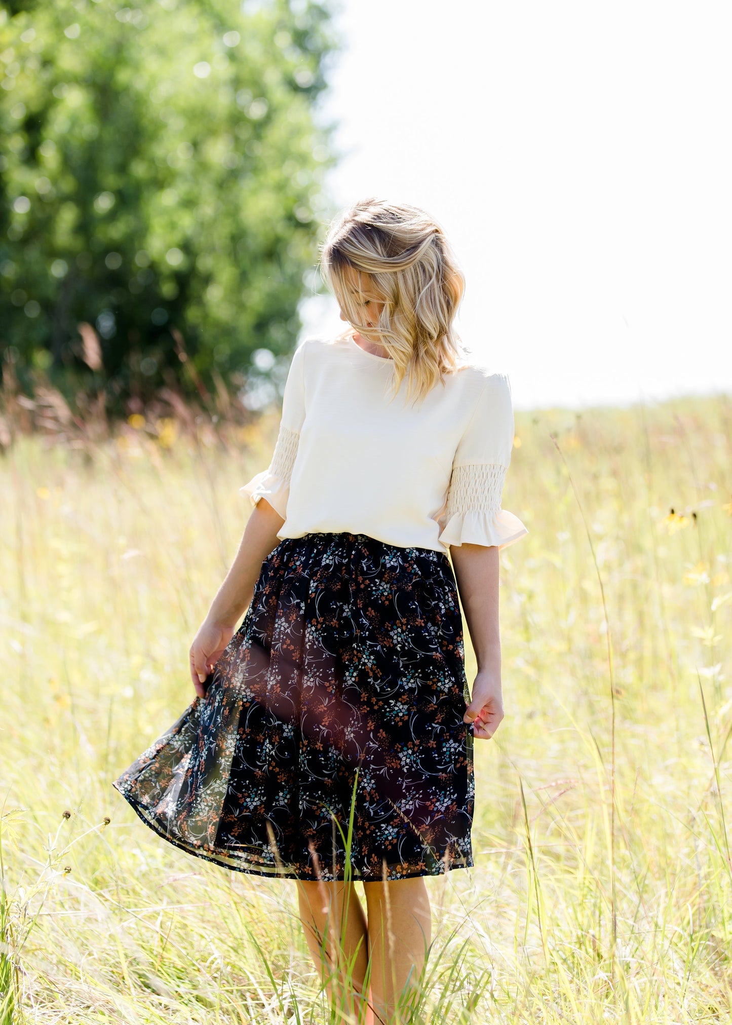 Rusty Floral Flowy Midi Skirt - FINAL SALE Skirts