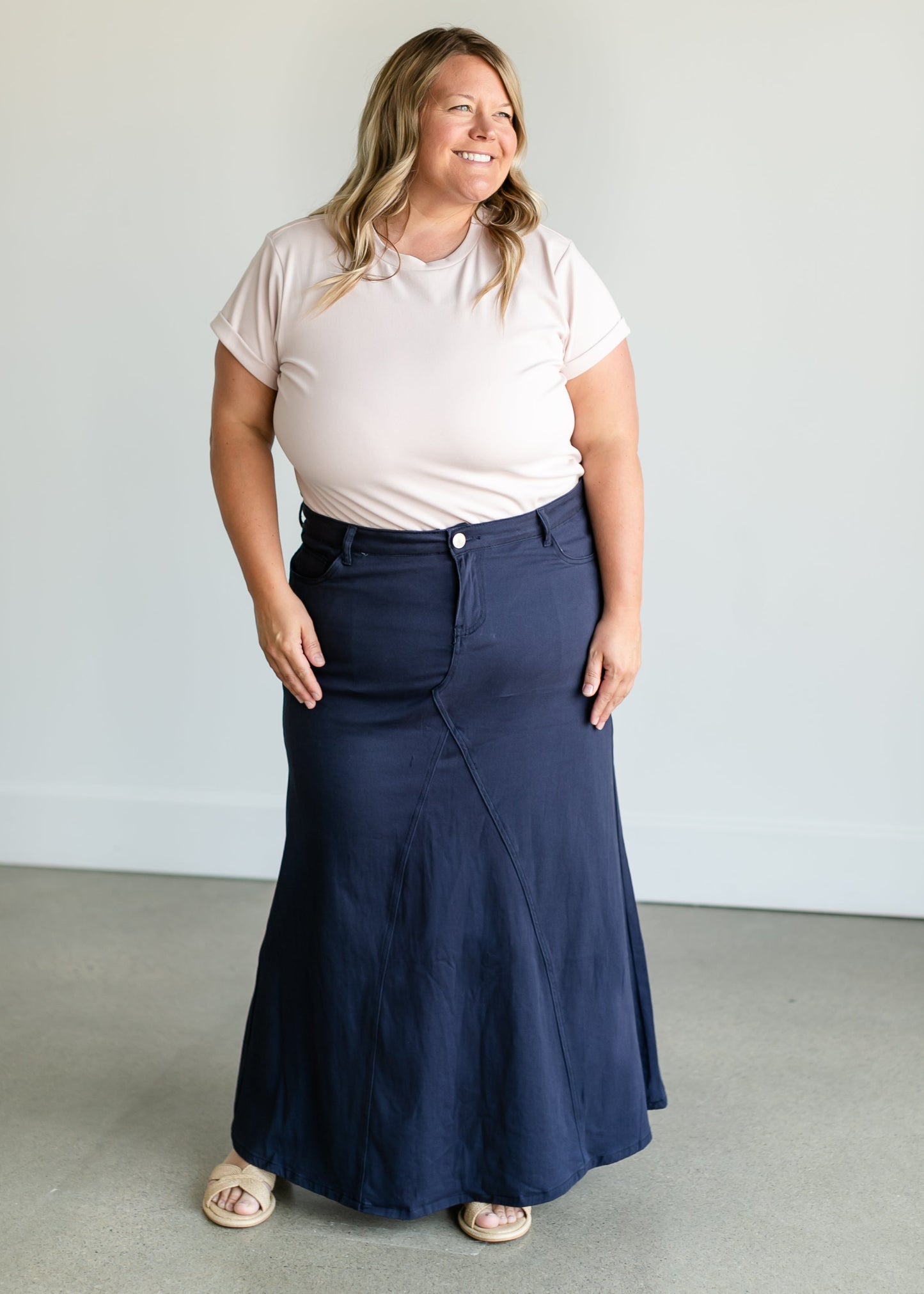 Ruth A-Line Navy Maxi Skirt IC Skirts