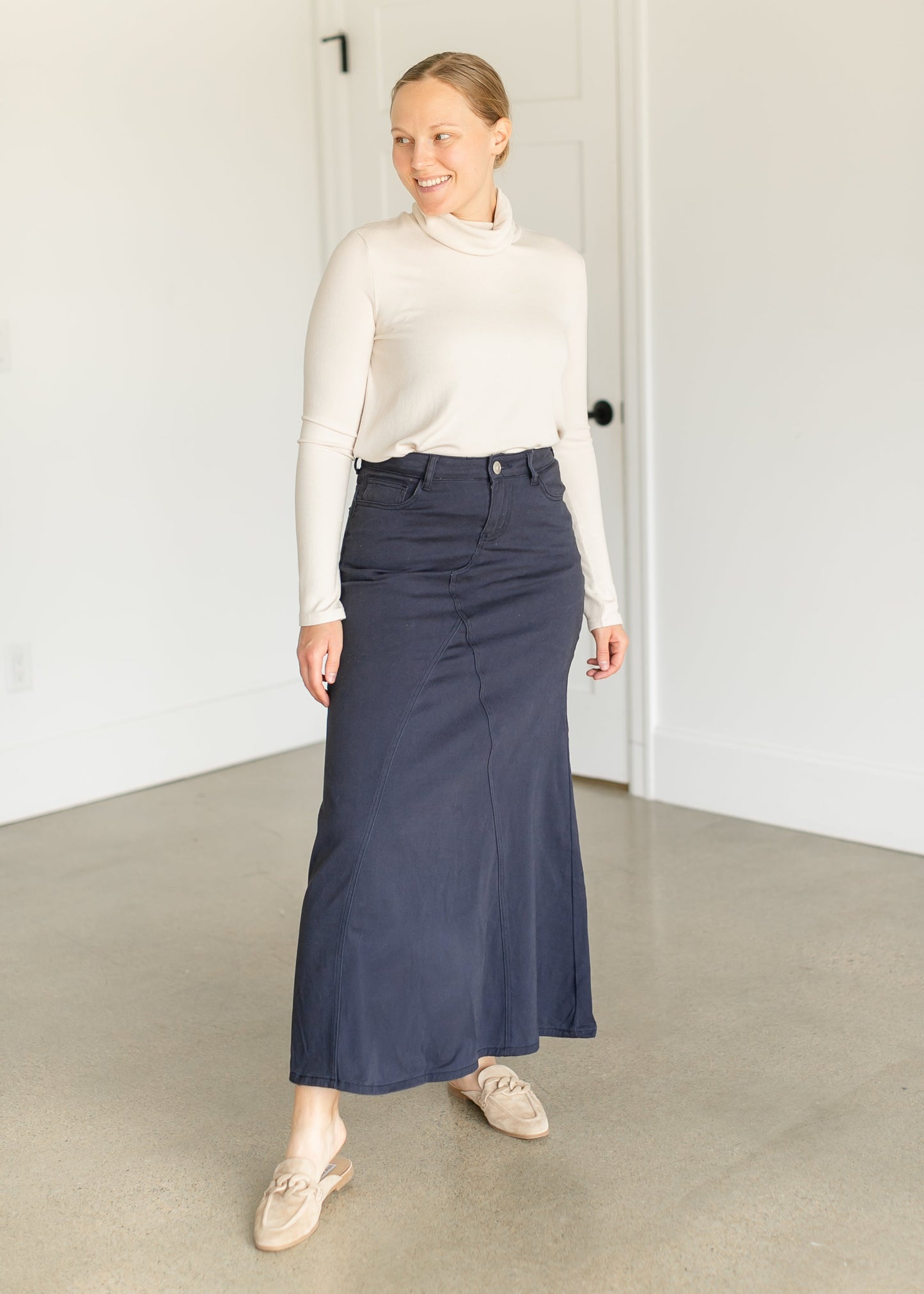 Ruth A-Line Navy Maxi Skirt IC Skirts