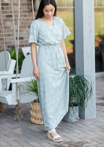 Sage Floral Textured Maxi Dress - FINAL SALE Dresses