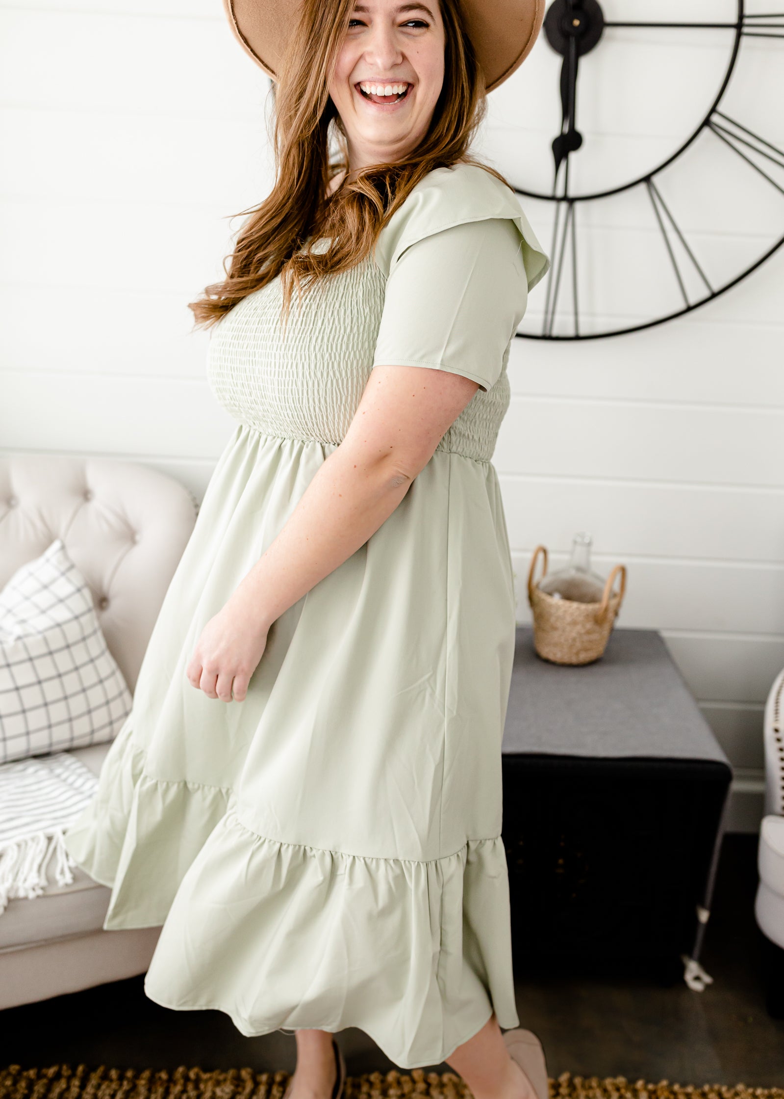 Sage Smocked Midi Dress - FINAL SALE Dresses