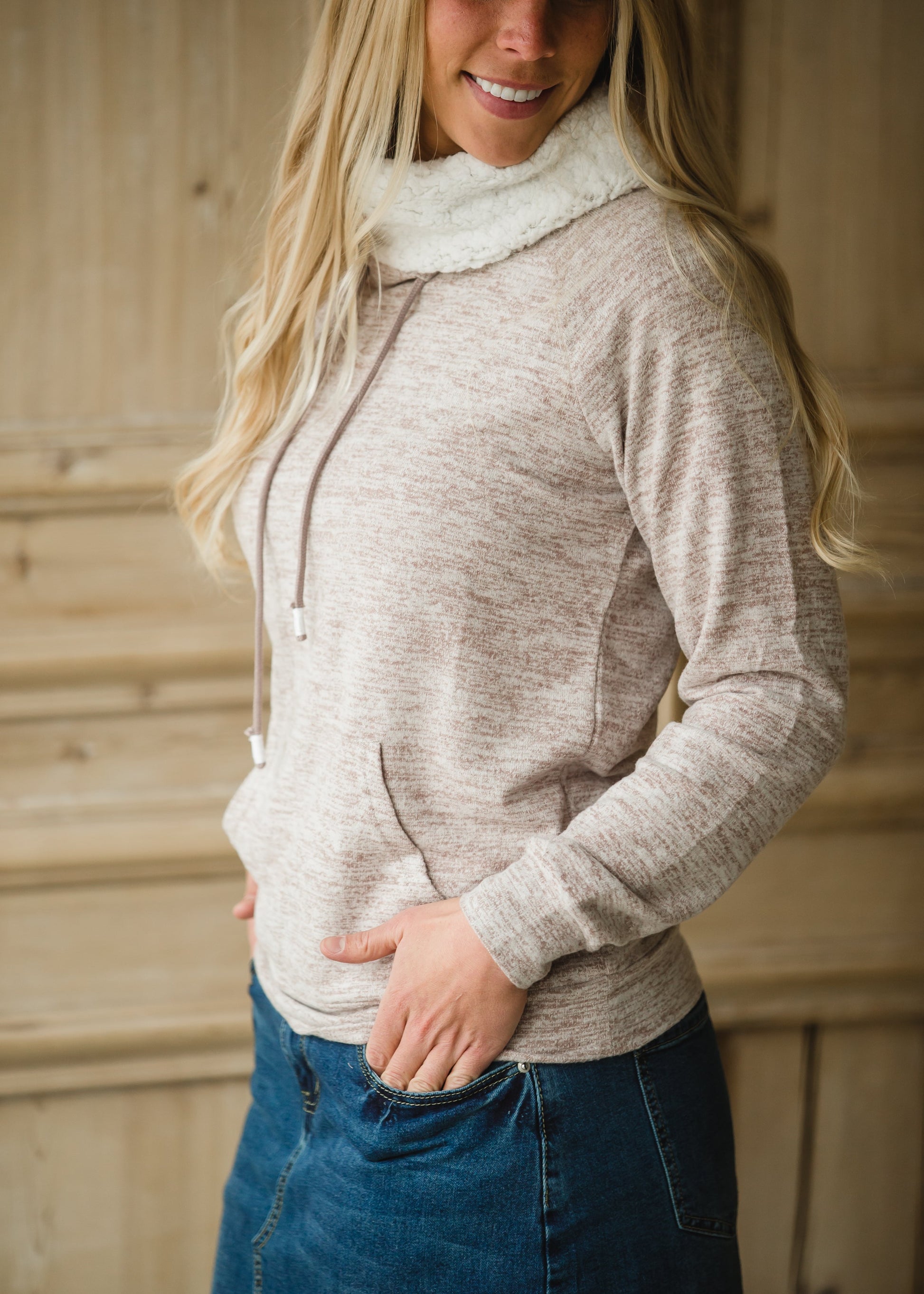 Sherpa Turtleneck Taupe Top - FINAL SALE Shirt