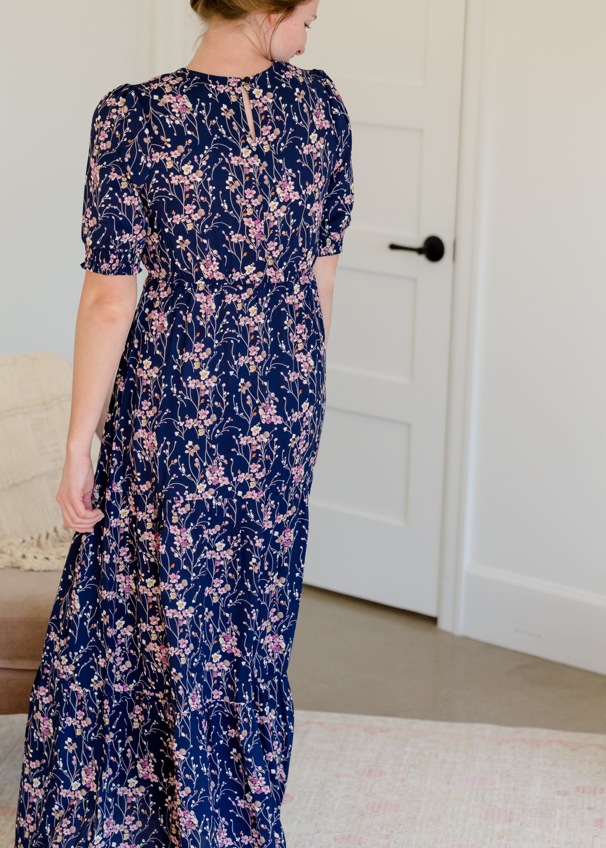 Short Puff Sleeve Floral Maxi Dress Dresses