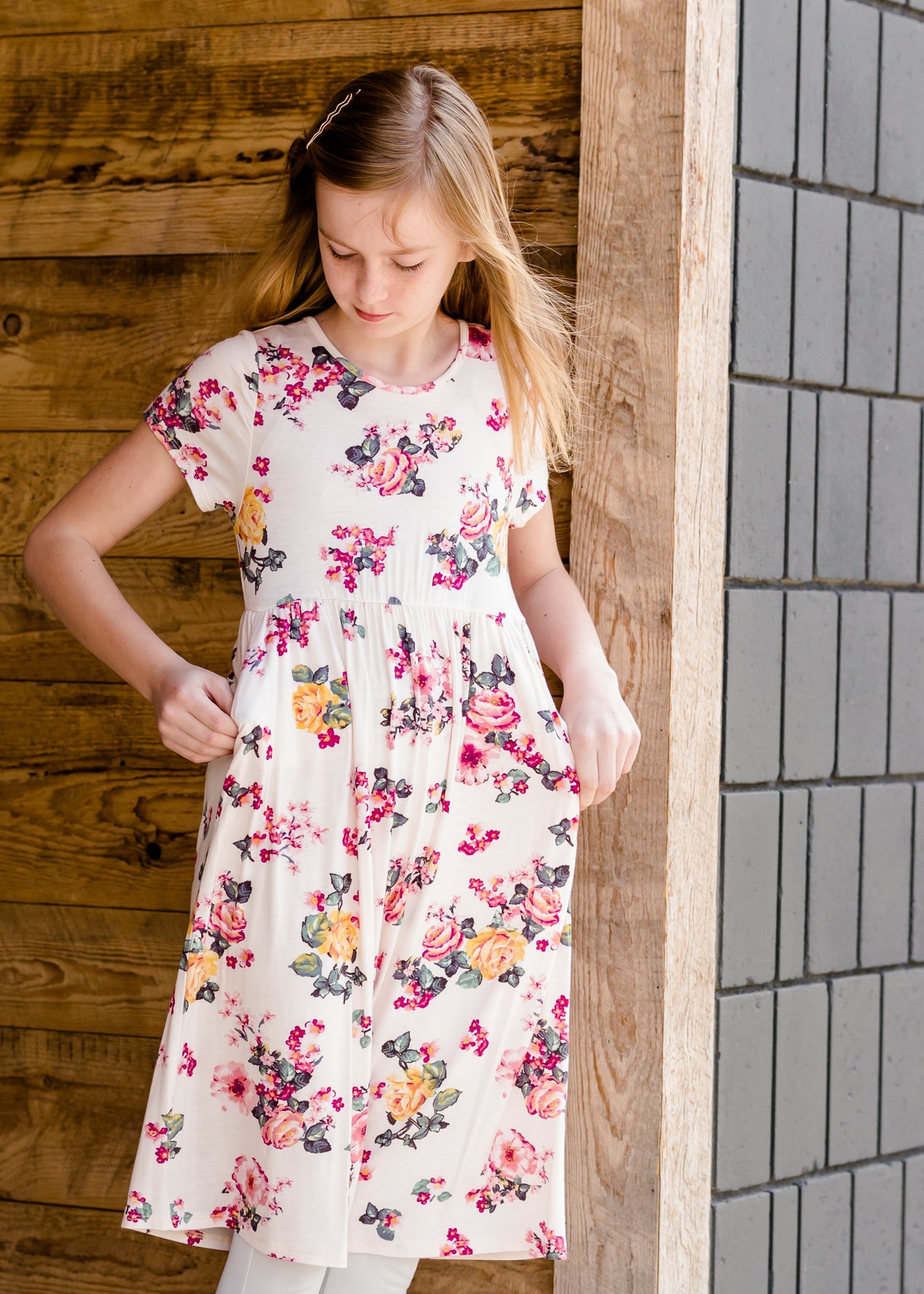 Short Sleeve Floral Maxi Dress - FINAL SALE Girls