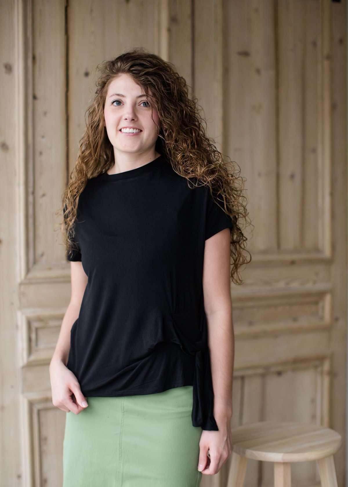 Side Wrap Black Tee - FINAL SALE Tops