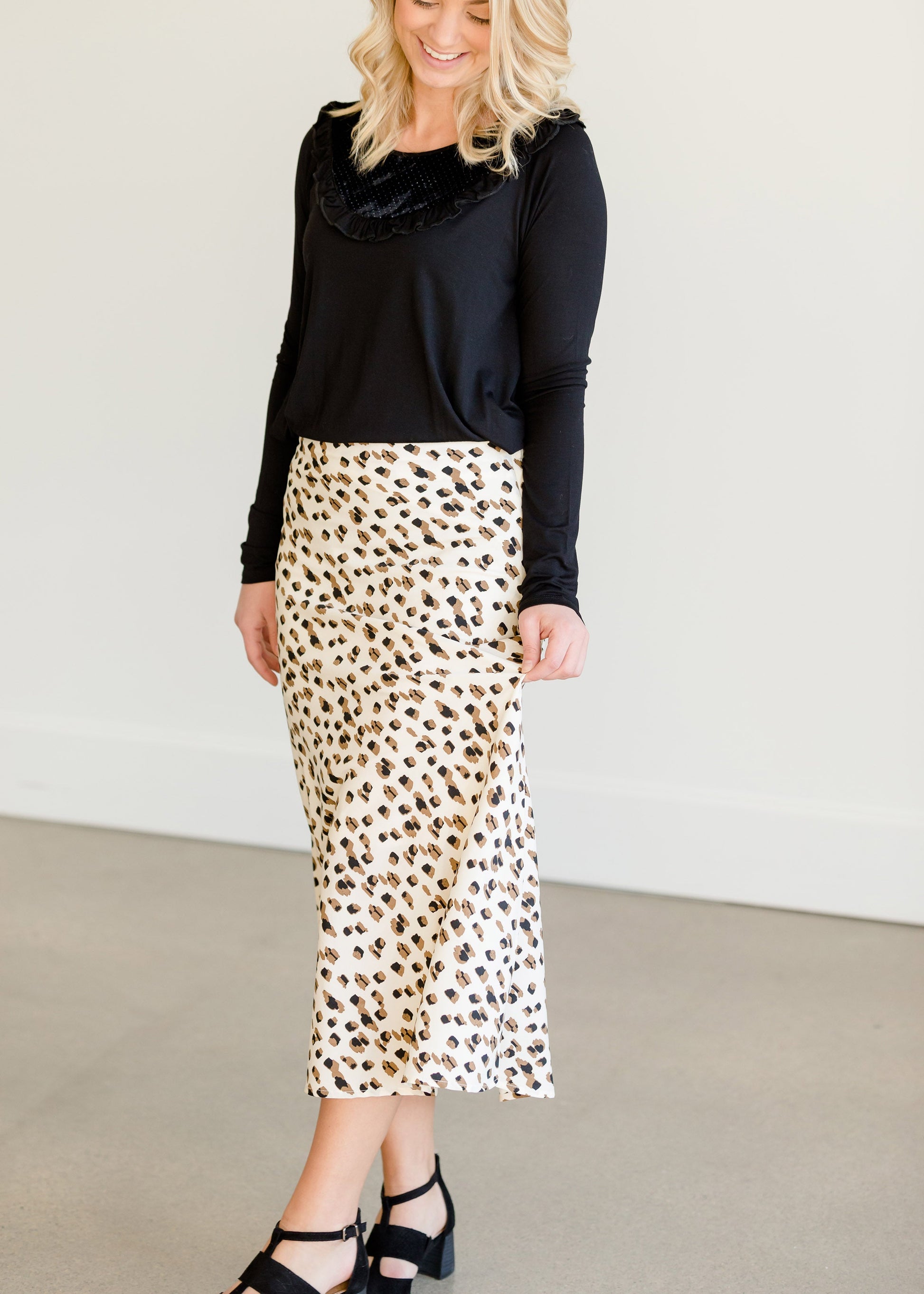 Side Zip Leopard Midi Skirt - FINAL SALE Skirts