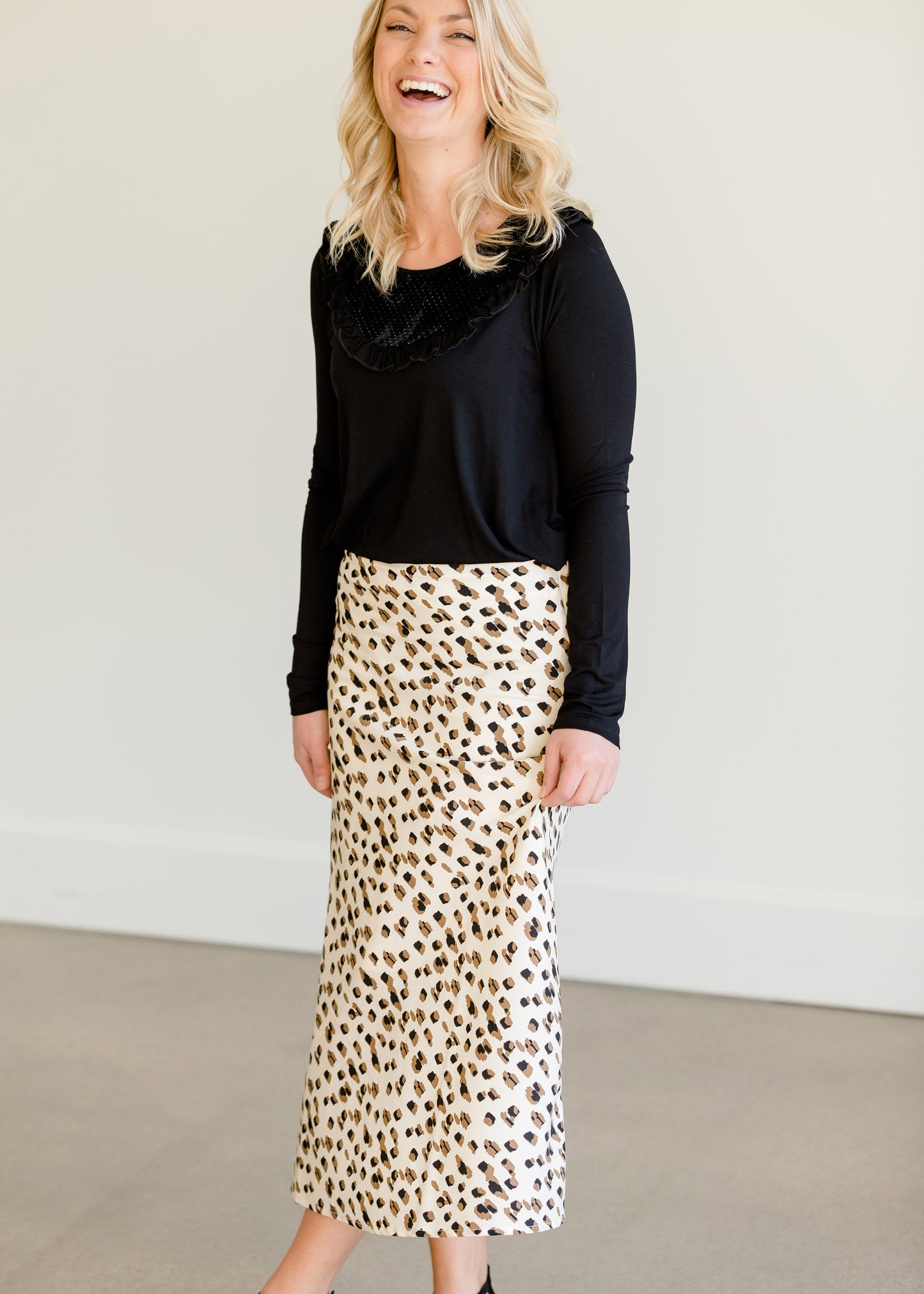 Side Zip Leopard Midi Skirt - FINAL SALE Skirts