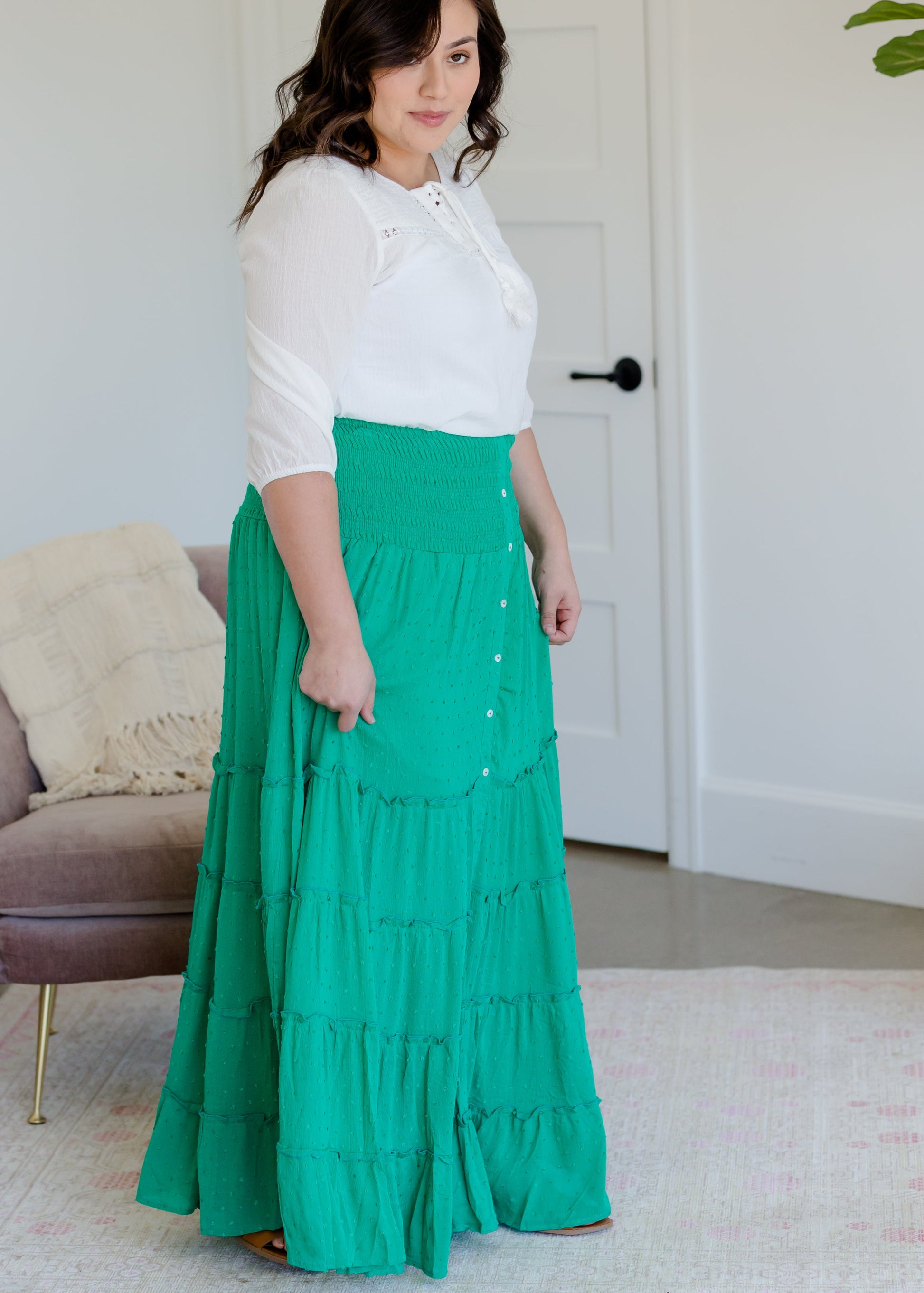 Smocked Button Tiered Maxi Skirt - FINAL SALE Skirts