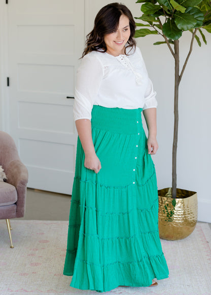 Smocked Button Tiered Maxi Skirt - FINAL SALE Skirts