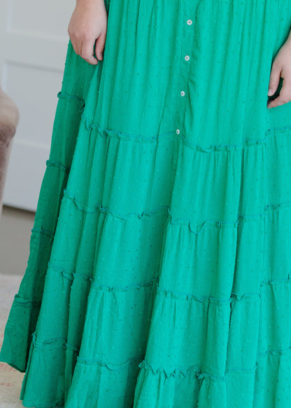 Smocked Button Tiered Maxi Skirt - FINAL SALE Skirts