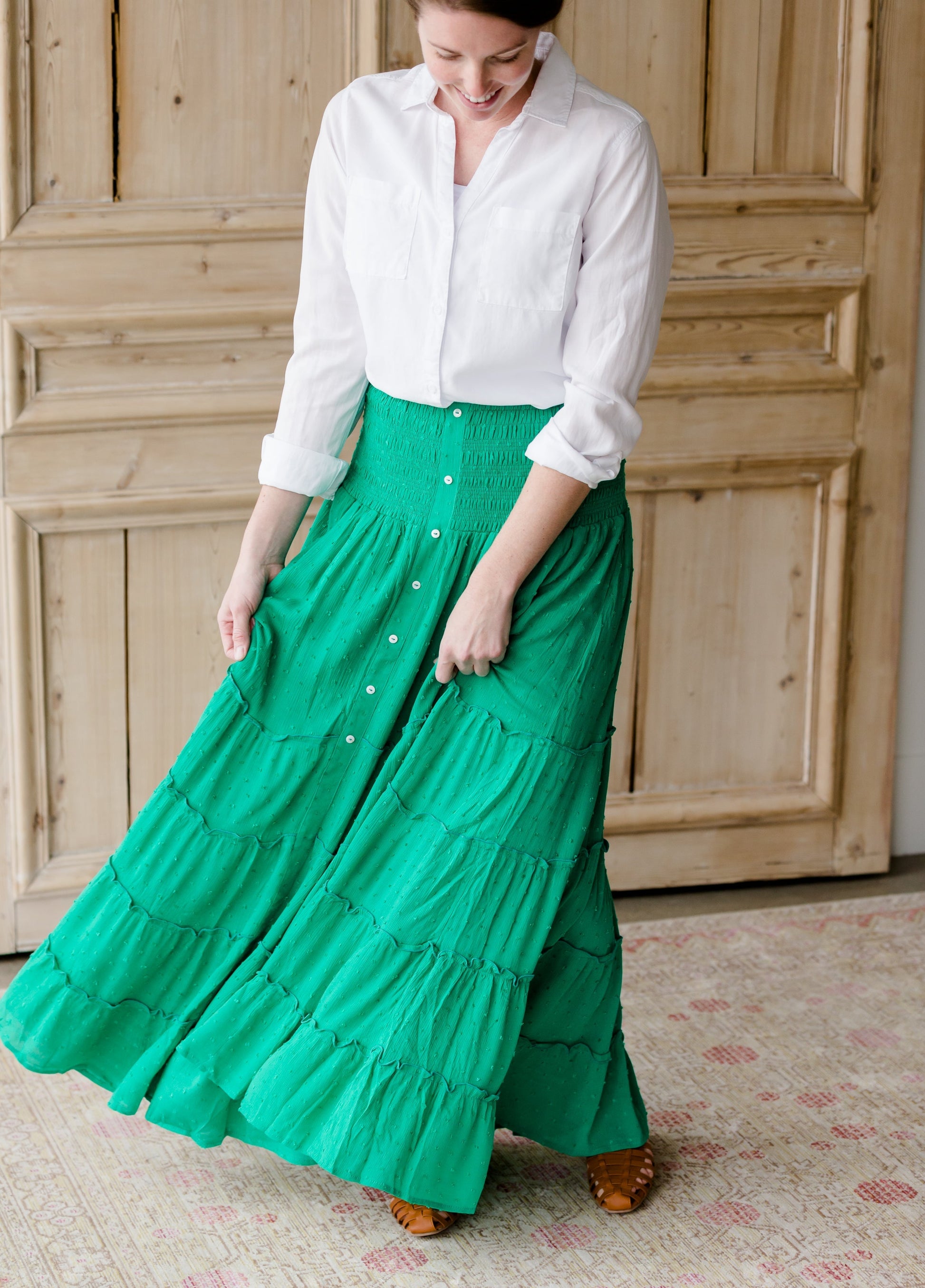 Smocked Button Tiered Maxi Skirt - FINAL SALE Skirts