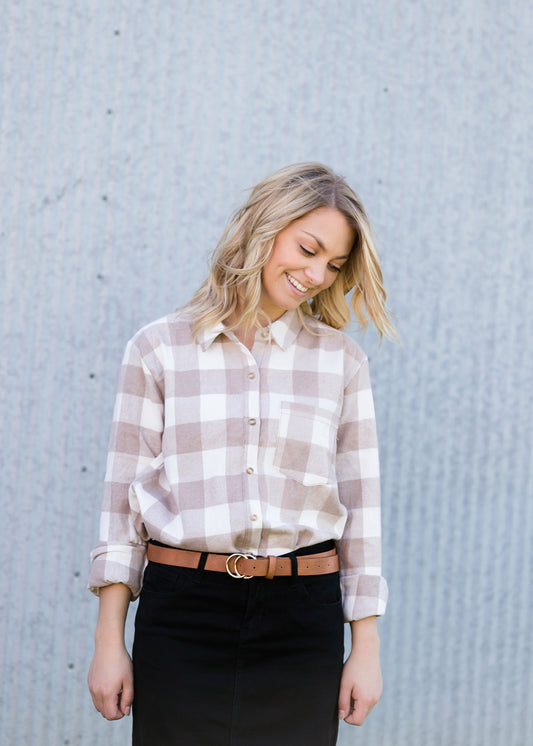 Soft Brushed Flannel Button Up Top - FINAL SALE Tops