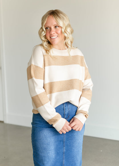 Soft Crewneck Striped Sweater FF Tops