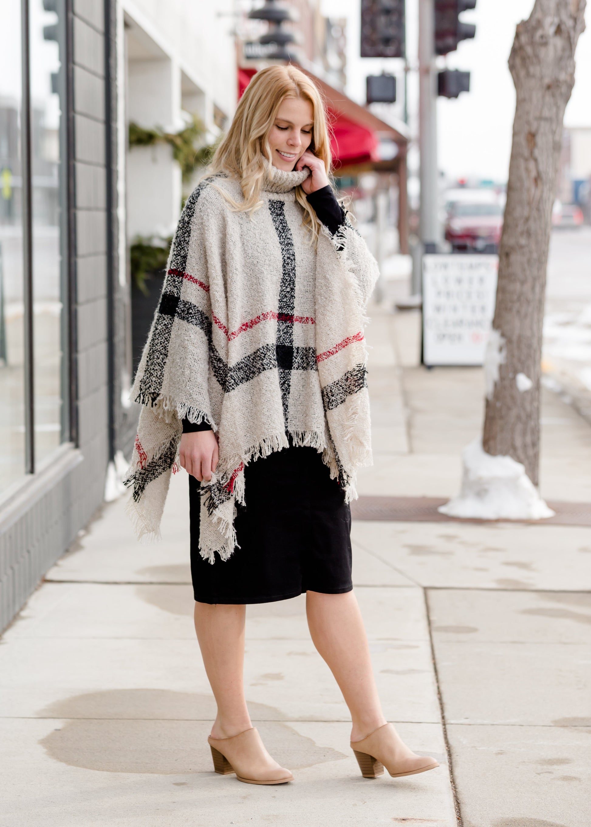 Soft Plaid Print Poncho - FINAL SALE Layering Essentials