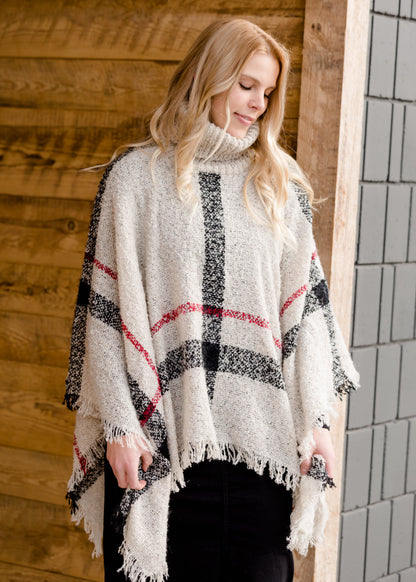 Soft Plaid Print Poncho - FINAL SALE Layering Essentials