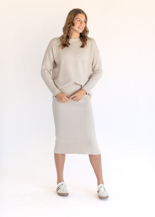 Soft Touch Drop Shoulder Sweater Skirt Set