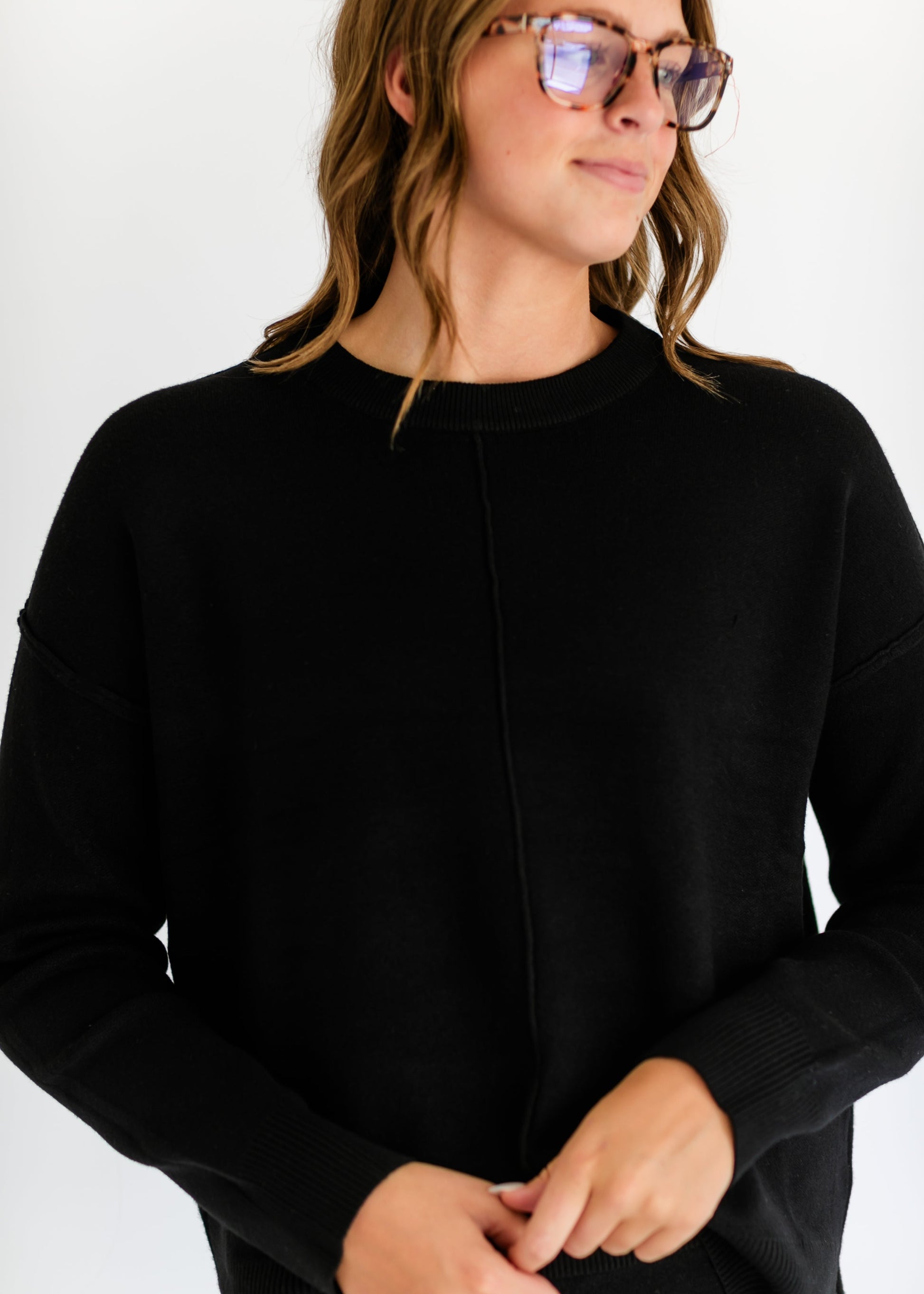 Soft Touch Seam Detail Sweater FF Tops