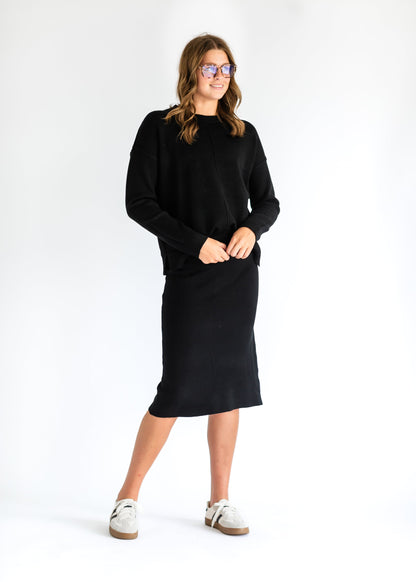 Soft Touch Seam Detail Sweater Skirt Set