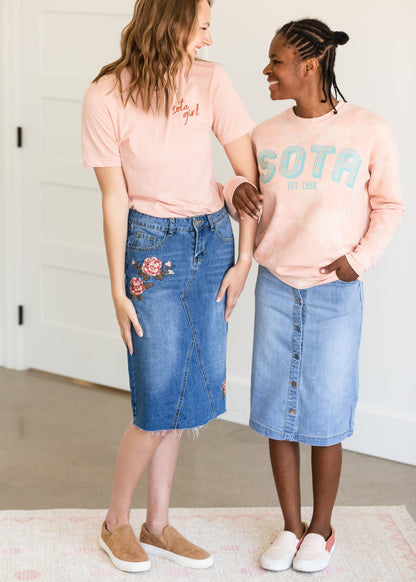 Sota Girl Blush Bleached Crewneck Tops