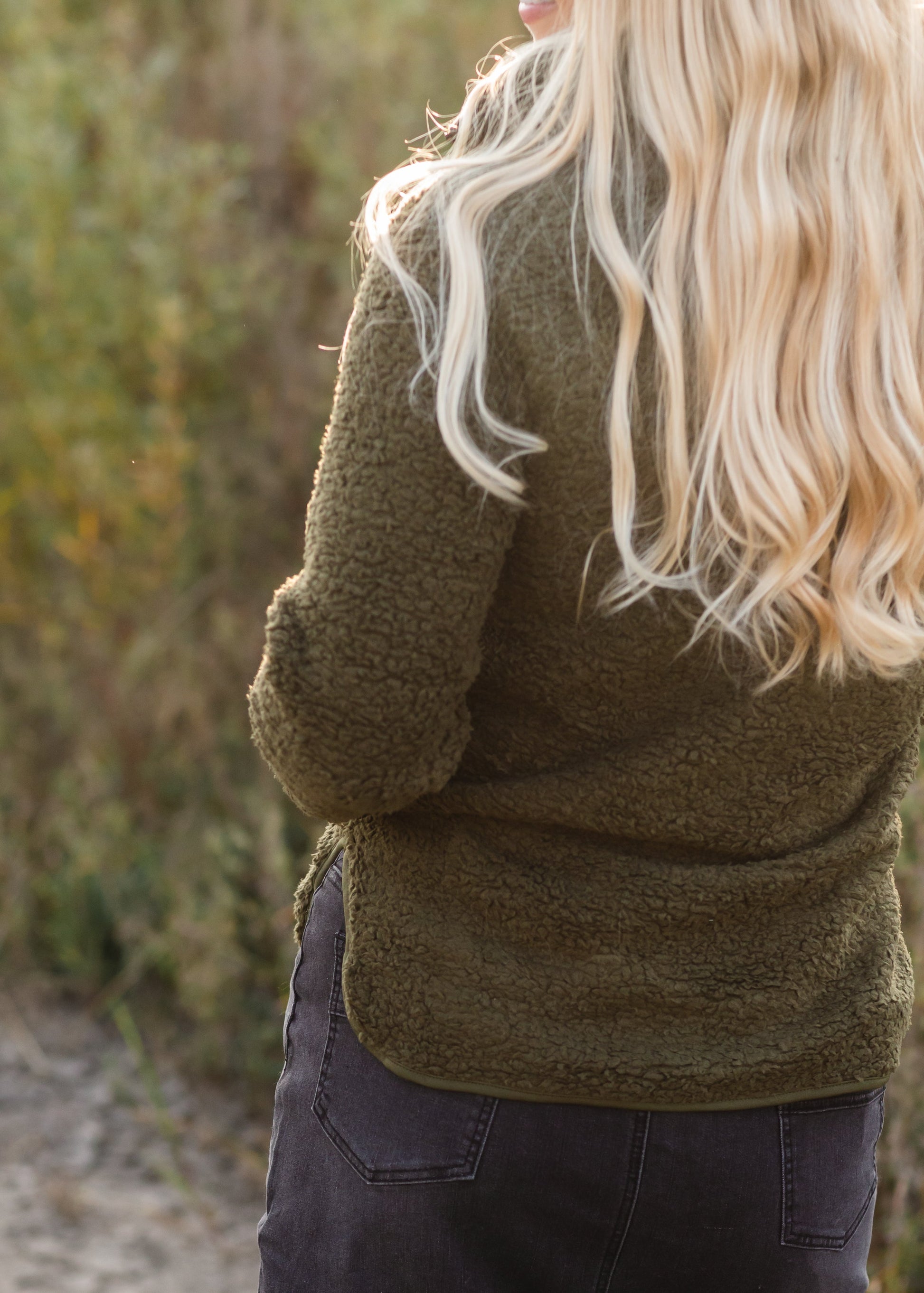 Sota Olive Green Sherpa 1/4 Zip Tops