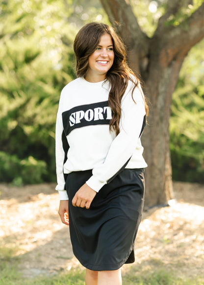 Sport Block Stripe Crewneck Sweatshirt FF Tops