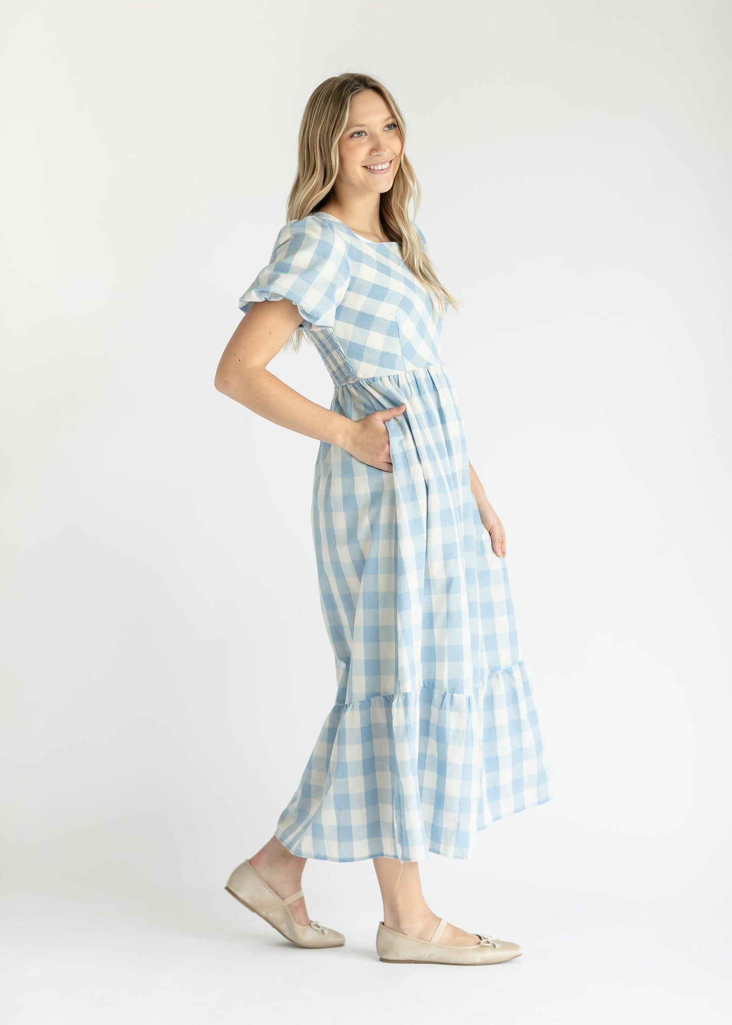 Square Neck Gingham Maxi Dress FF Dresses