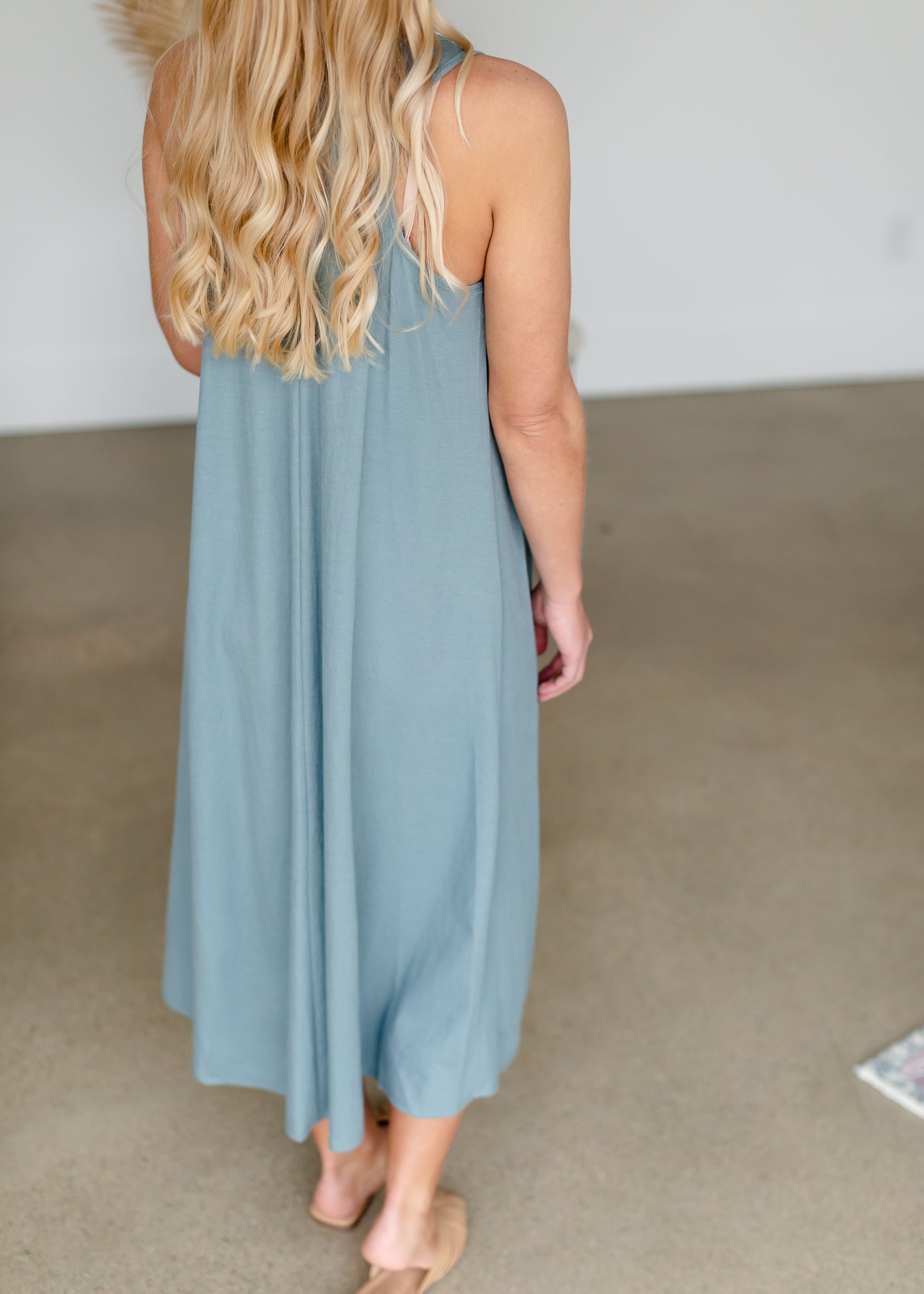 Steel Blue Sleeveless Maxi Dress Dresses