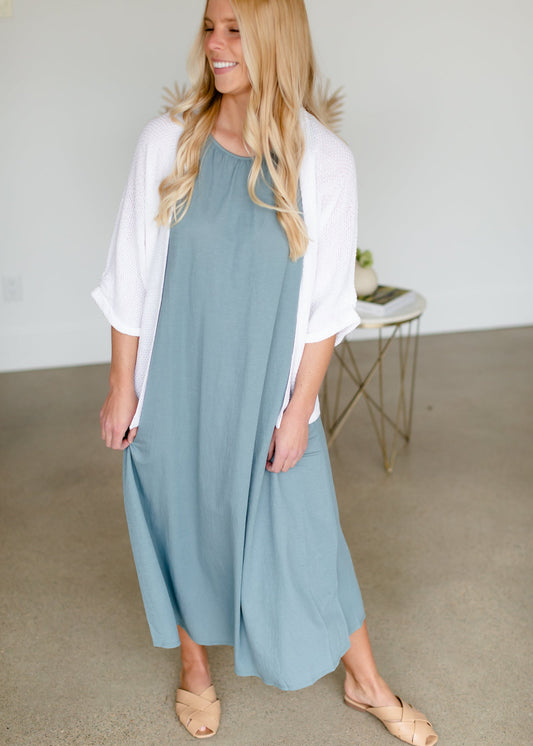 Steel Blue Sleeveless Maxi Dress FF Dresses