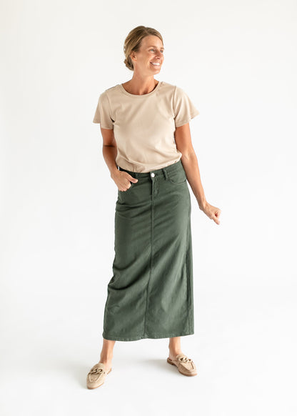 Stella Olive Branch Denim Maxi Skirt IC Skirts