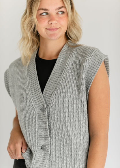 Steve Madden® Georgia Button Up Sweater Vest FF Tops