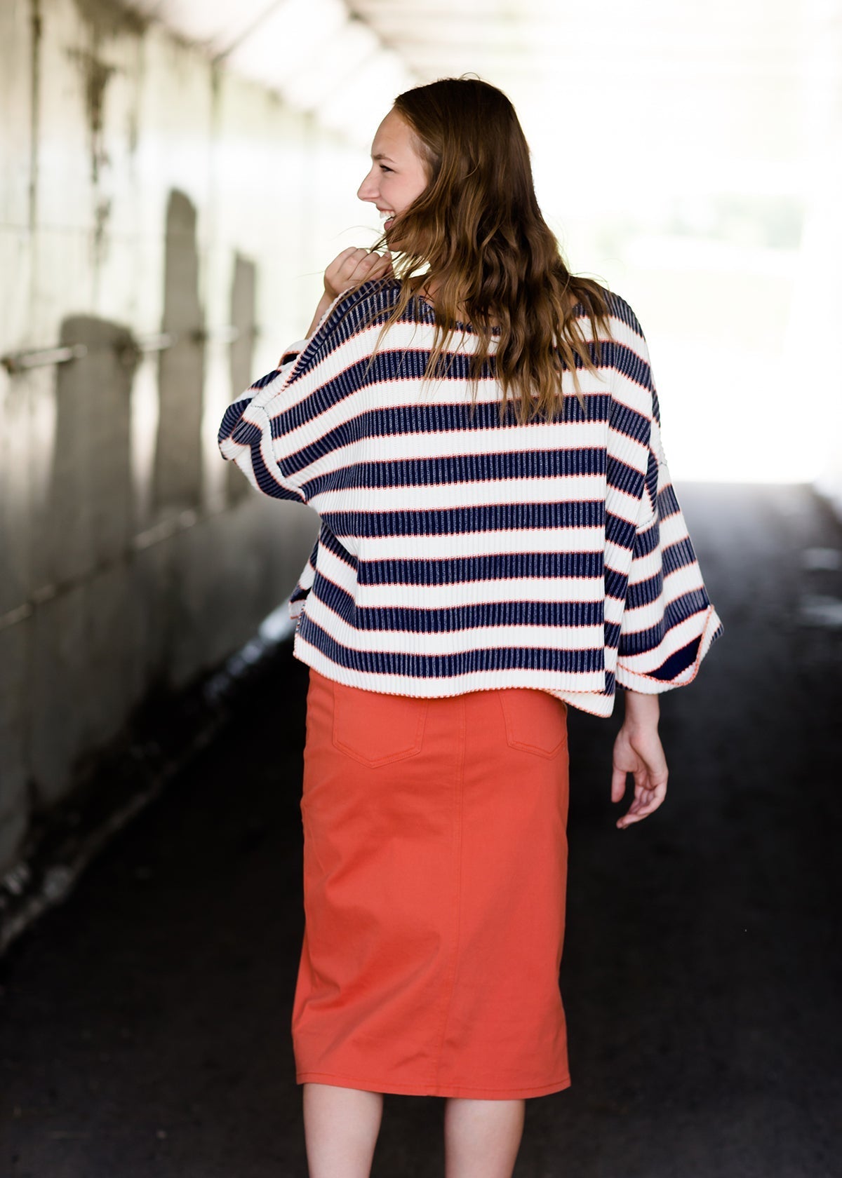 Stone Wash Striped Boxy Sweater - FINAL SALE Tops