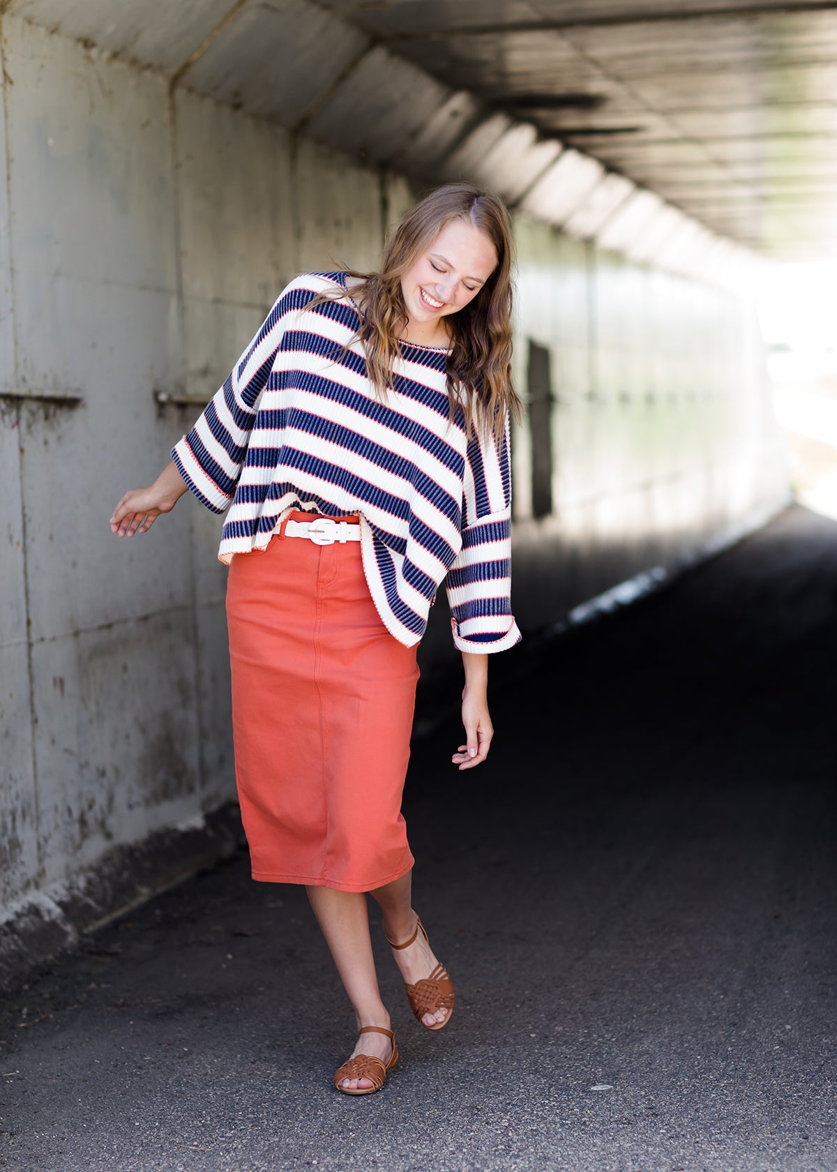 Stone Wash Striped Boxy Sweater - FINAL SALE Tops