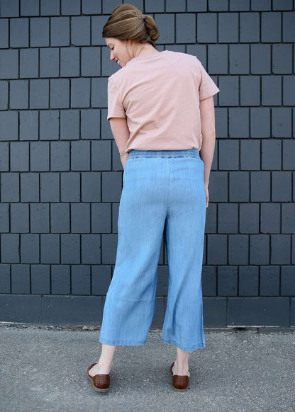 Stretch Self Tie Denim Culottes-FINAL SALE Layering Essentials