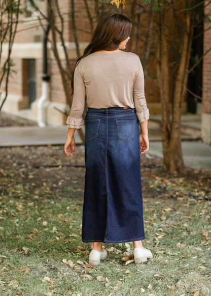 Stretchy A-line Dark Wash Denim Skirt FF Skirts