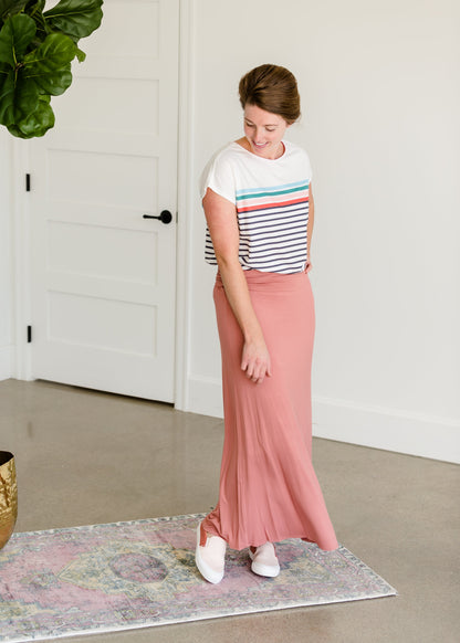 Stretchy Mauve Long Maxi Skirt - FINAL SALE Skirts