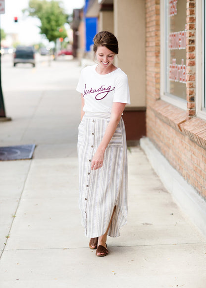 Striped Button Linen Midi Skirt - FINAL SALE Skirts