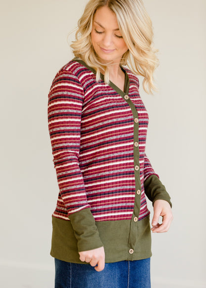 Striped Button Up Cardigan - FINAL SALE Layering Essentials