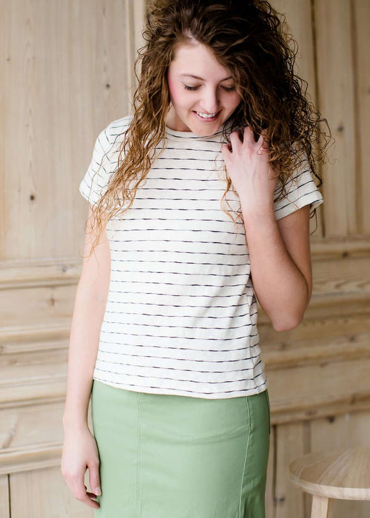 Striped Crew Neck Top - FINAL SALE Tops