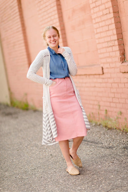 Striped Front Pocket Duster Cardigan Layering Essentials