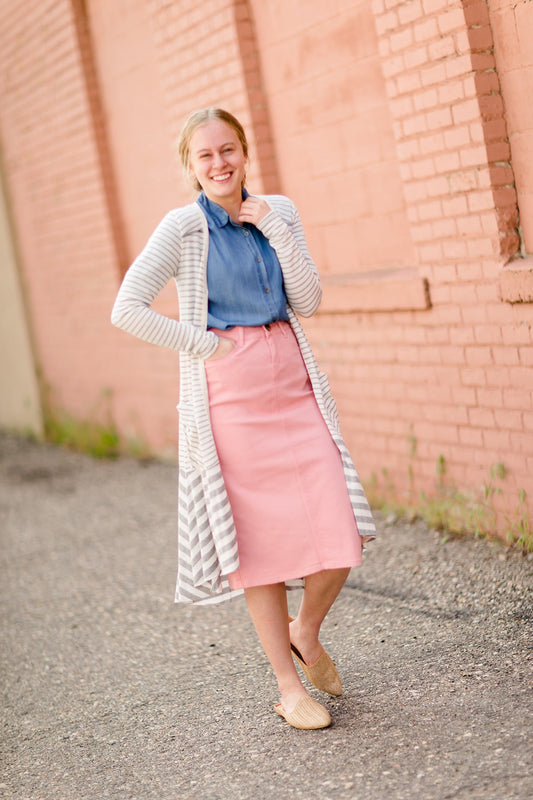 Striped Front Pocket Duster Cardigan Layering Essentials