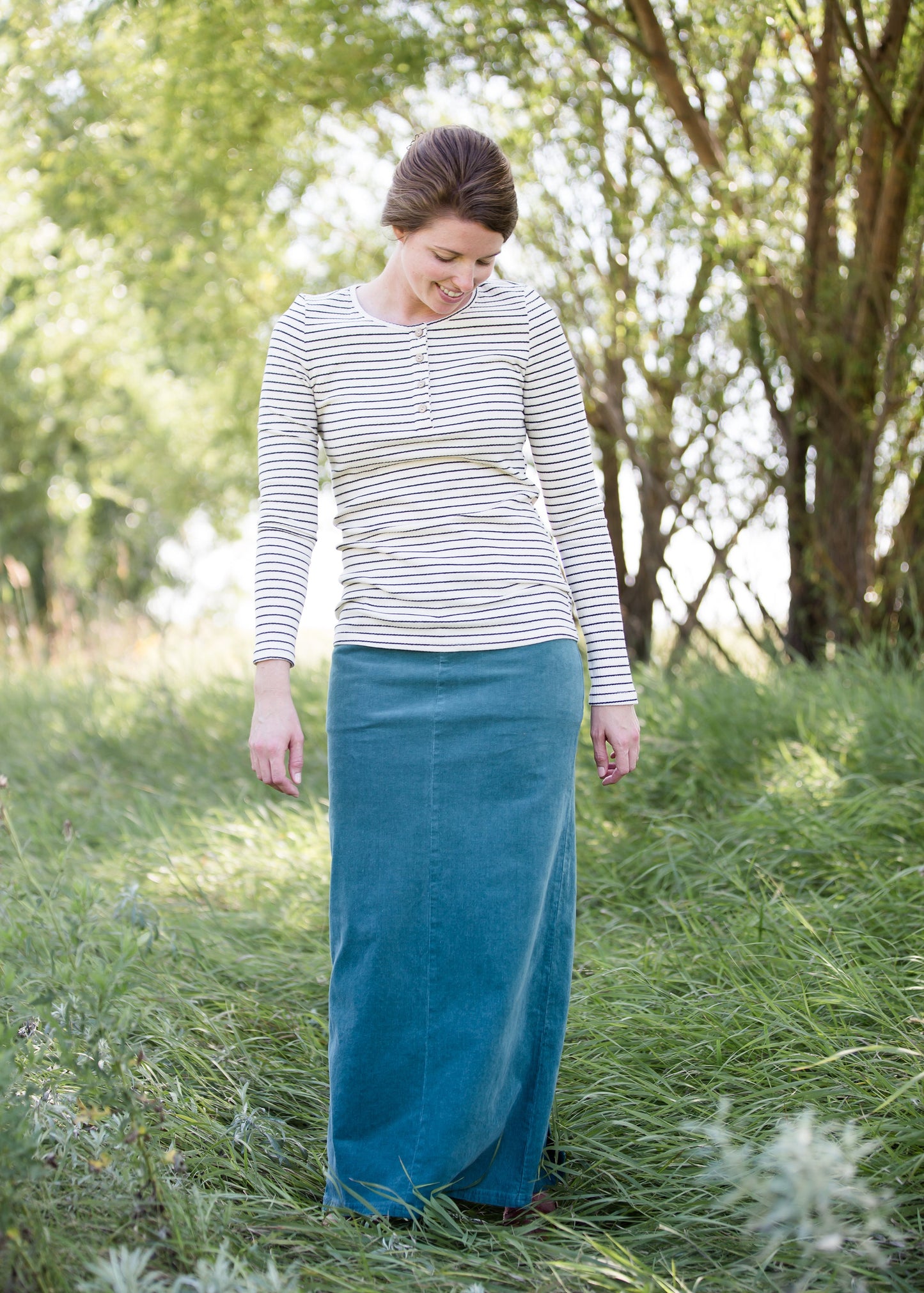 Striped Henley Ribbed Top - FINAL SALE Tops