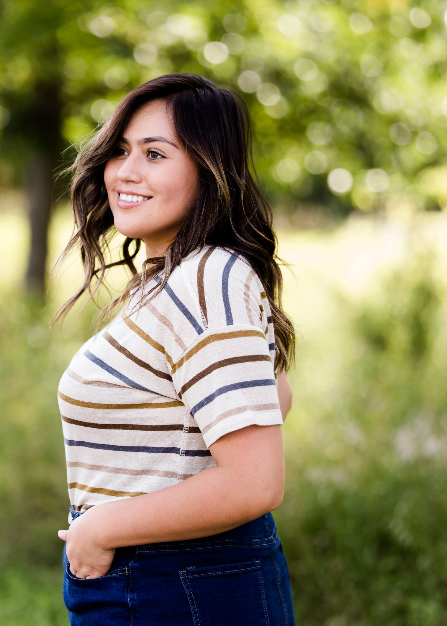 Striped Light Knit Tee - FINAL SALE Tops