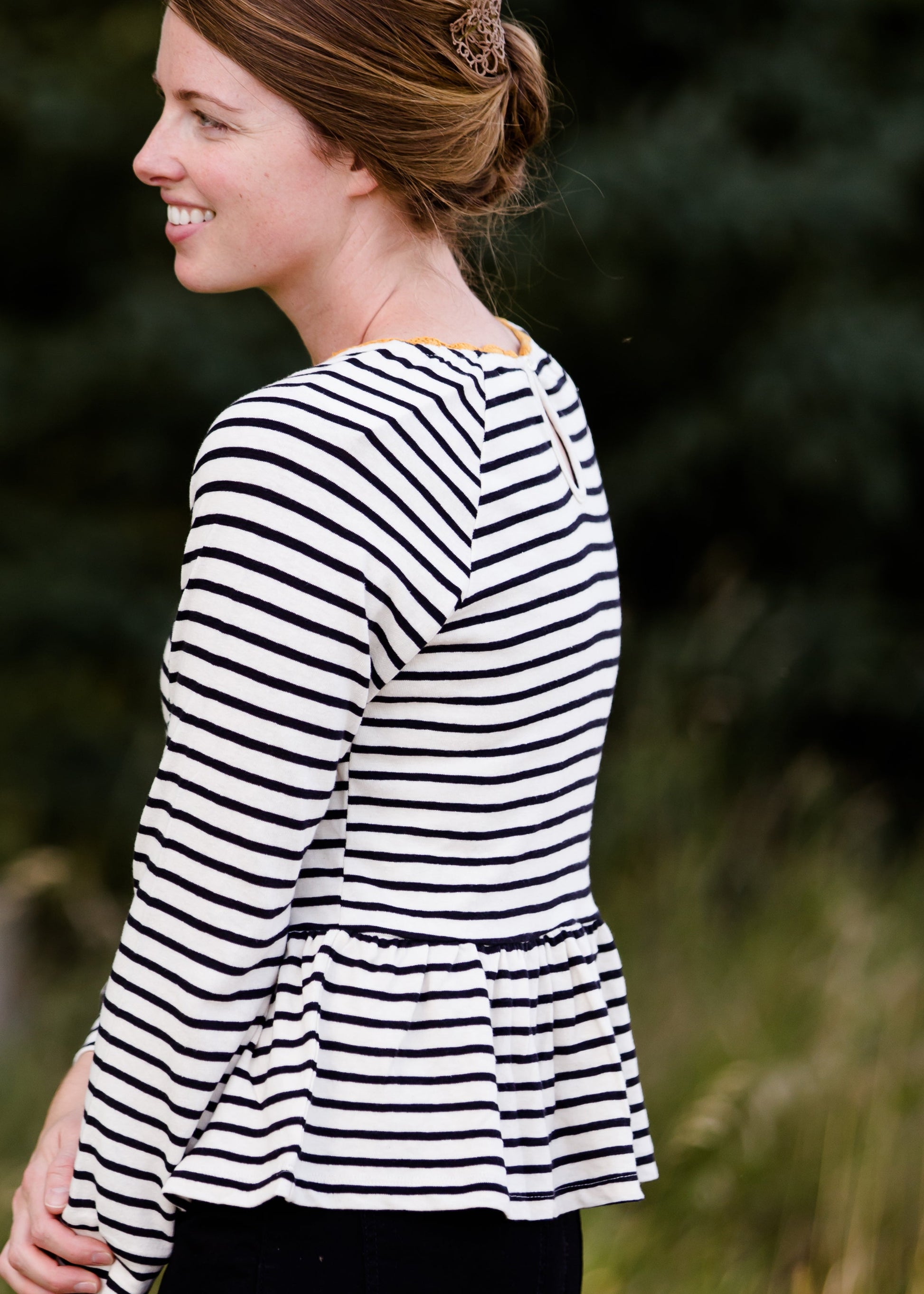 Striped Raglan Embroidered Top - FINAL SALE Tops