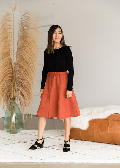 Suede A-Line Midi Skirt - FINAL SALE Skirts