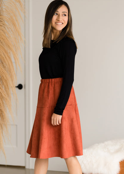 Suede A-Line Midi Skirt - FINAL SALE Skirts