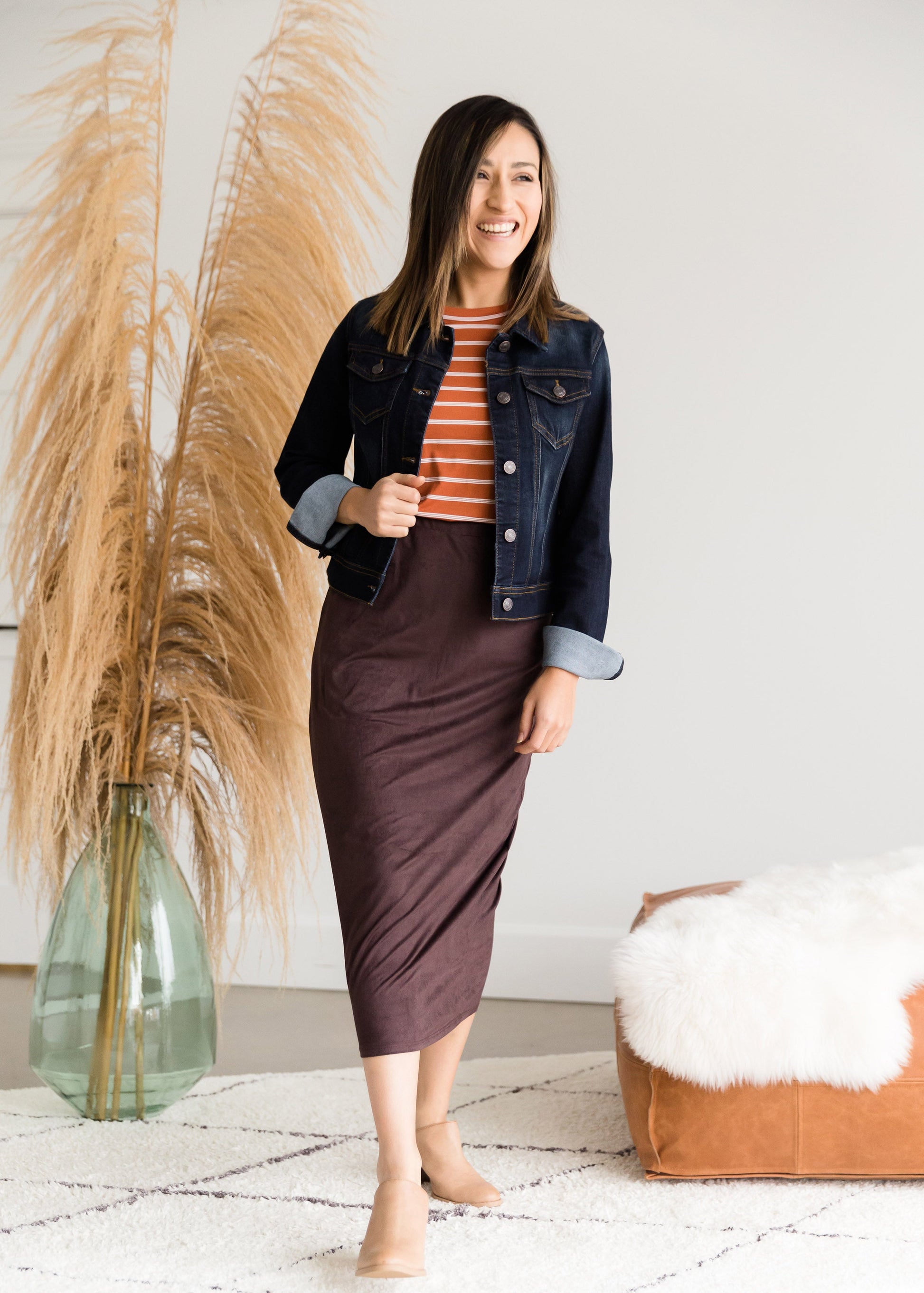 Suede Pencil Midi Skirt - FINAL SALE Skirts