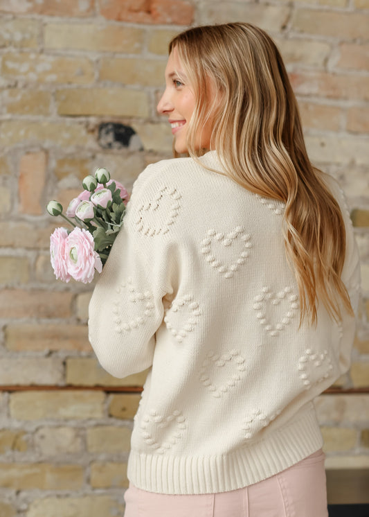 Sweet Thing Embroidered Heart Sweater FF Tops