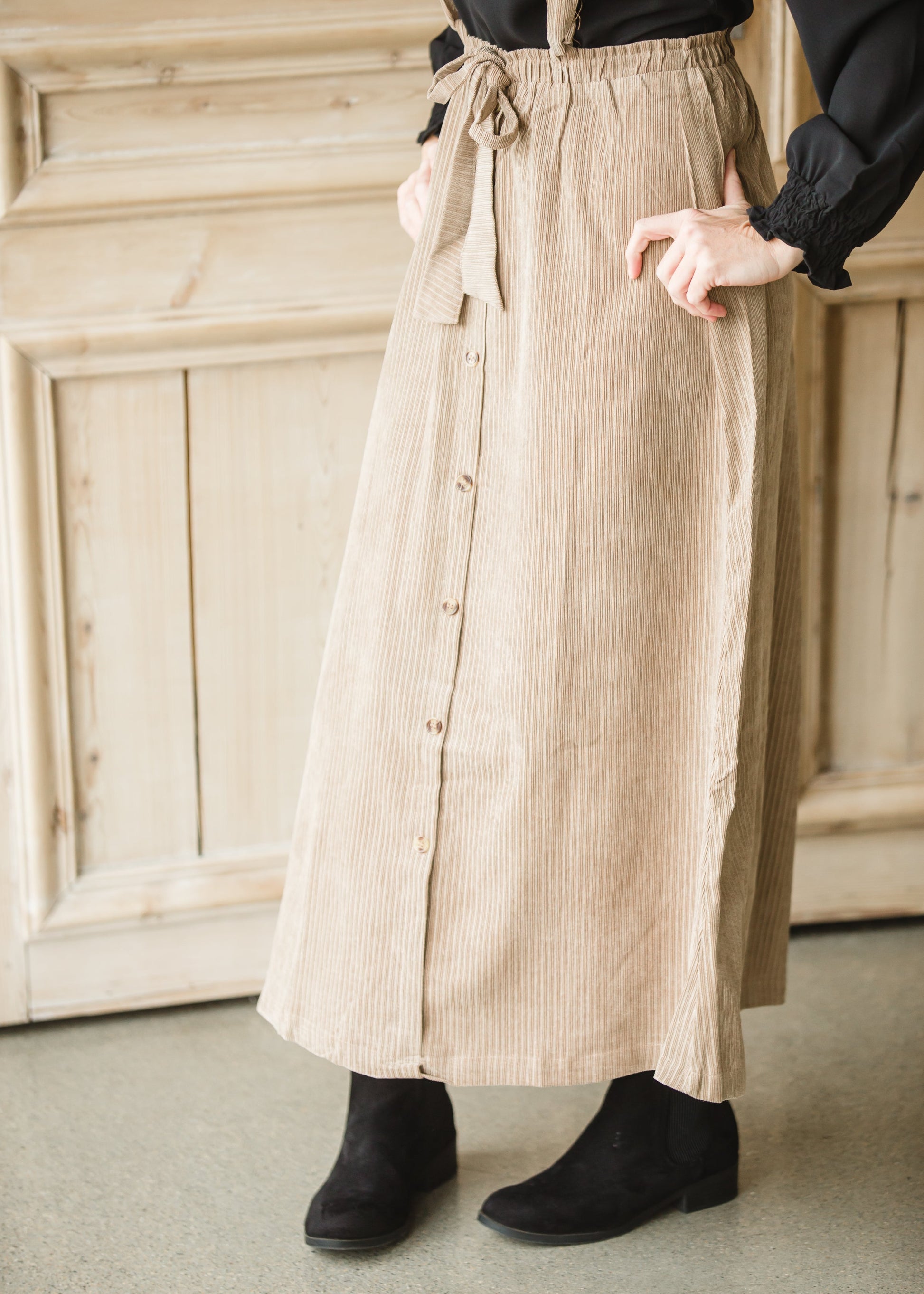 Tan Button Front Adjustable Jumper Dress - FINAL SALE Dresses